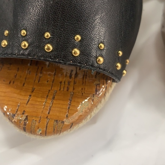 JESSICA Simpson Geno Cork look Platform Wedge Leather Studded Buckle Size 10B - Picture 9 of 12